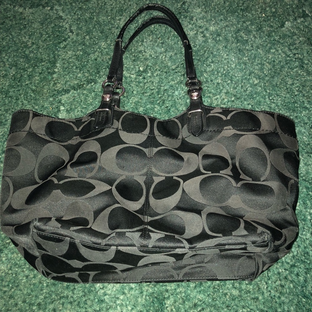 Purple satin lined coach 4 section purse